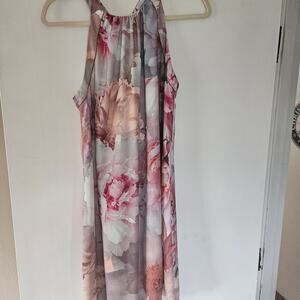 Mango Garden  Floral Knee Length Dress - Pink and Gray size Small